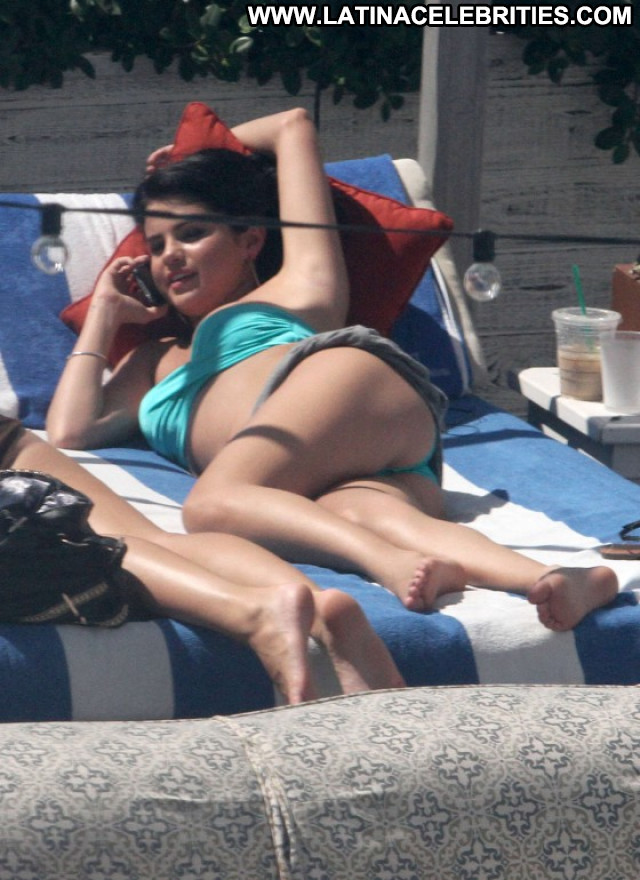 Selena Gomez The Pool Paparazzi Pool Celebrity Posing Hot Bikini