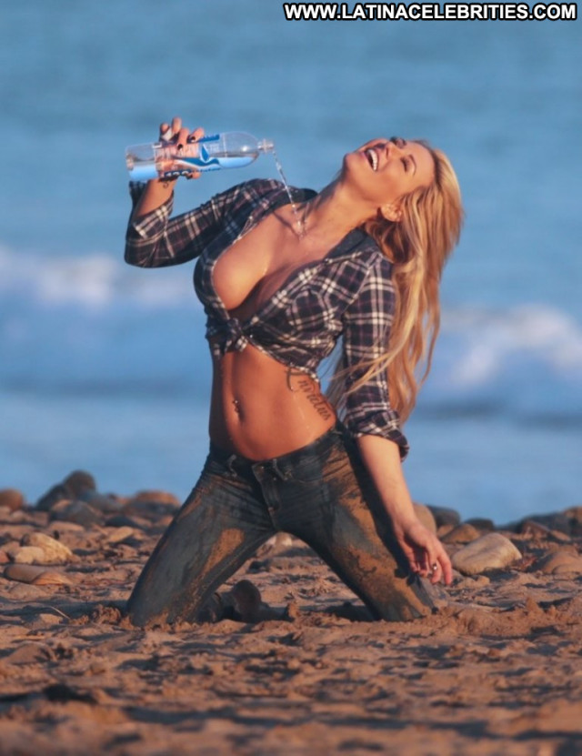 some hot braless babe on the beach