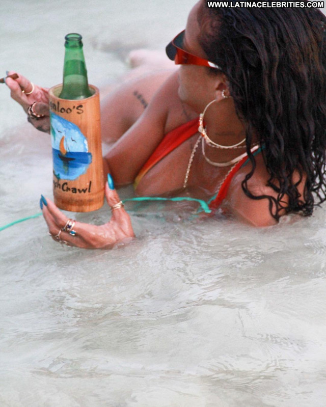 Rihanna No Source Posing Hot Babe Beautiful Celebrity Barbados Bikini