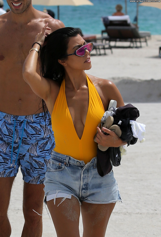 Kourtney Kardashian The Beach Beach Posing Hot Celebrity Swimsuit
