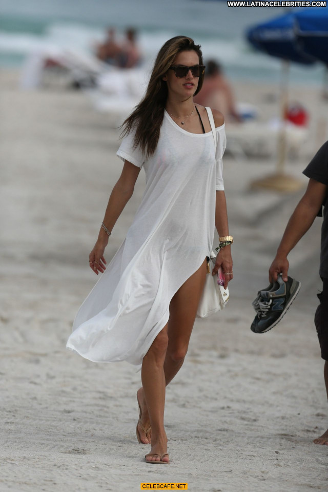 Alessandra Ambrosio Miami Beach Beautiful Beach Babe Celebrity Posing