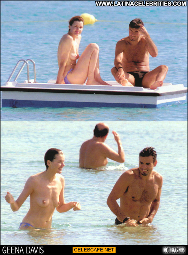Geena Davis Paparazzi Shots Topless Toples Celebrity Posing Hot. 